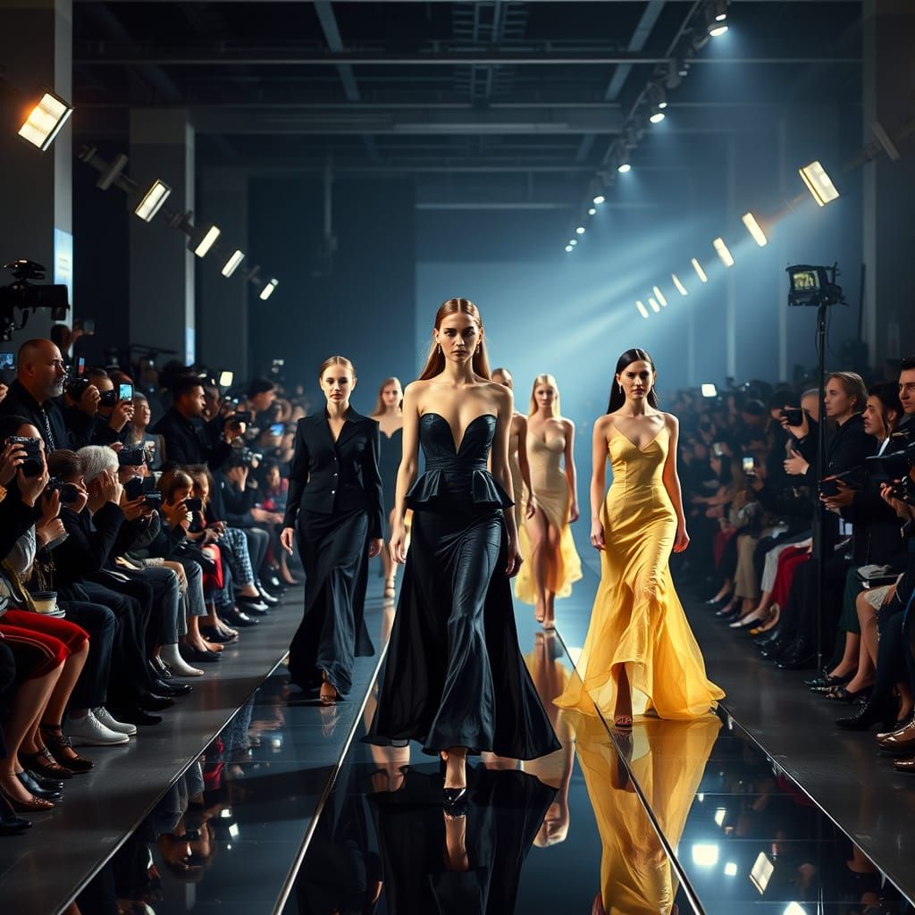 Elegant Models on Catwalk in Fashion Photography Style