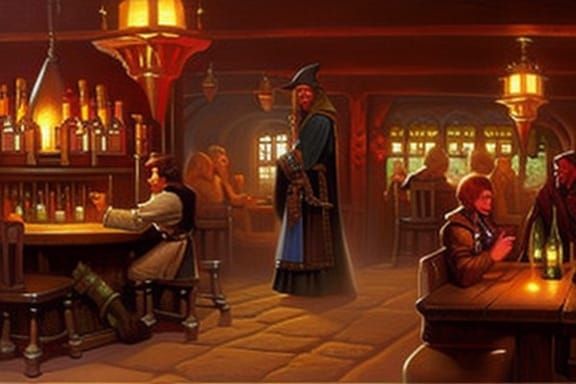 Classic Fantasy Tavern Interior Scene