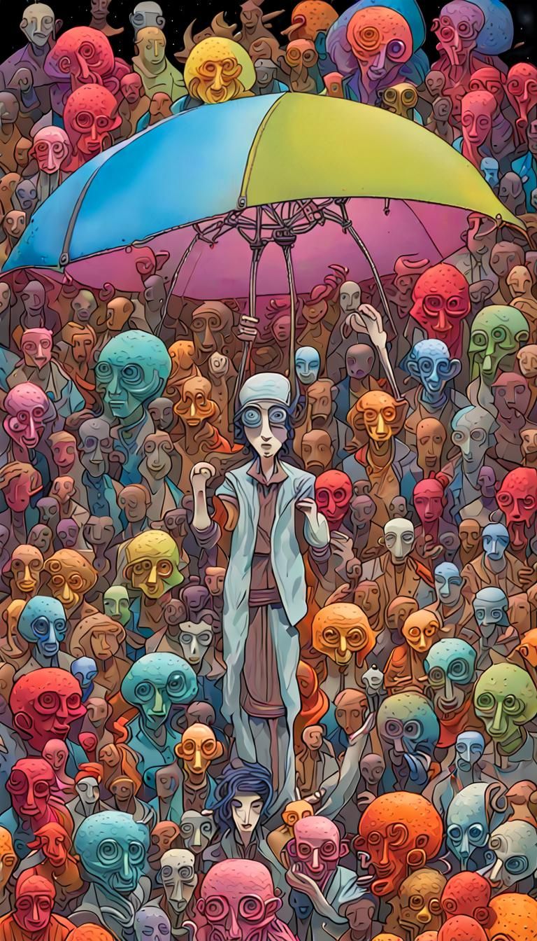 Humorous Surrealism in Neon Colors, Comic Art Style