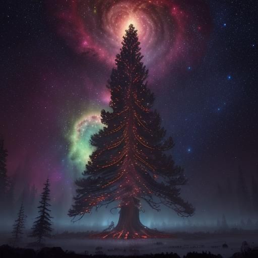 oldgrowth redwood cosmic Hiawatha christmas tree galaxy nebu...