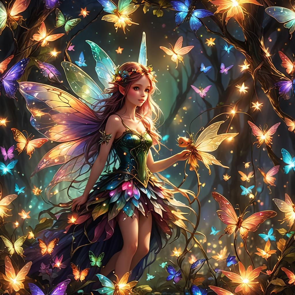 Enchanting Fairy in Colorful Fantasy Light