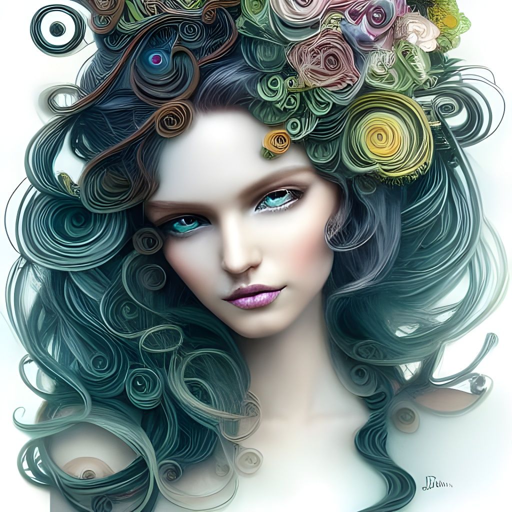 Bewitching Princess with Intricate Flowing Hair