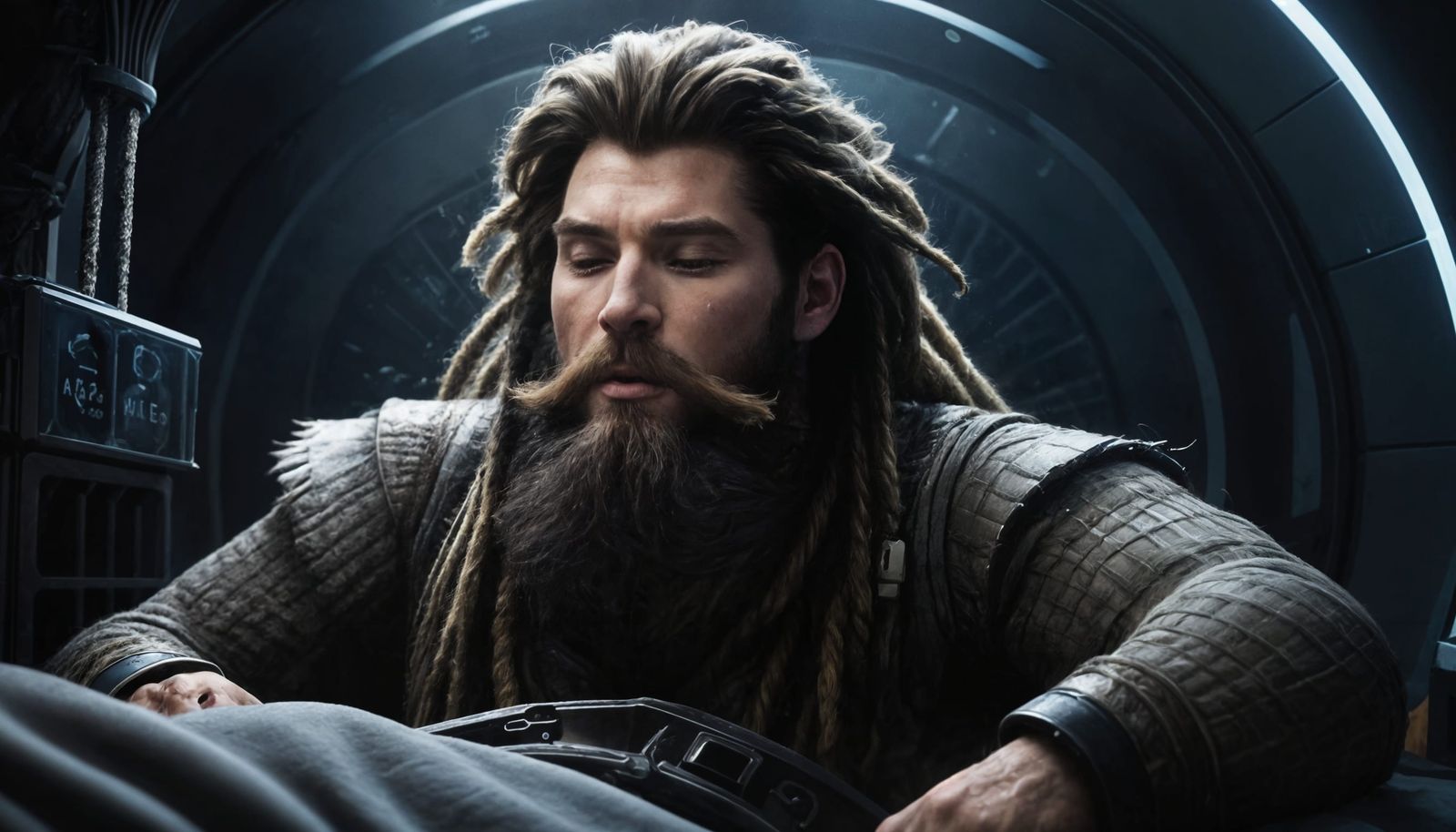 Man Waking from Cryo Sleep with Overgrown Hair