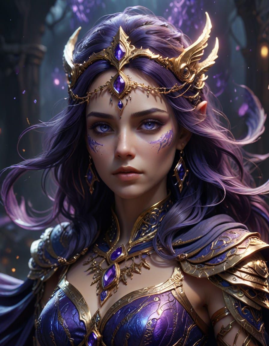 Ethereal Nythra, Phantom of the Veil, in Intricate Digital F...