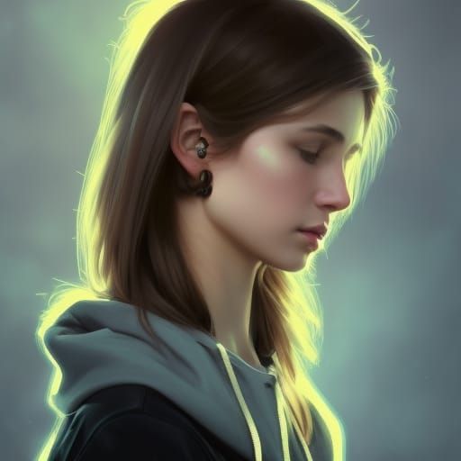 Girl Wearing a Black Hoodie With a Hopeful Expression