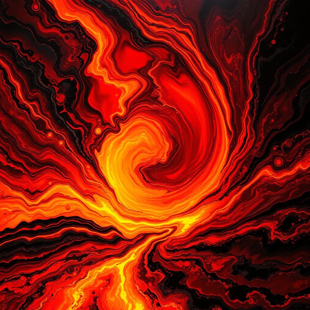 Molten Liquid Metal Vortex in Abstract Expressionism Style