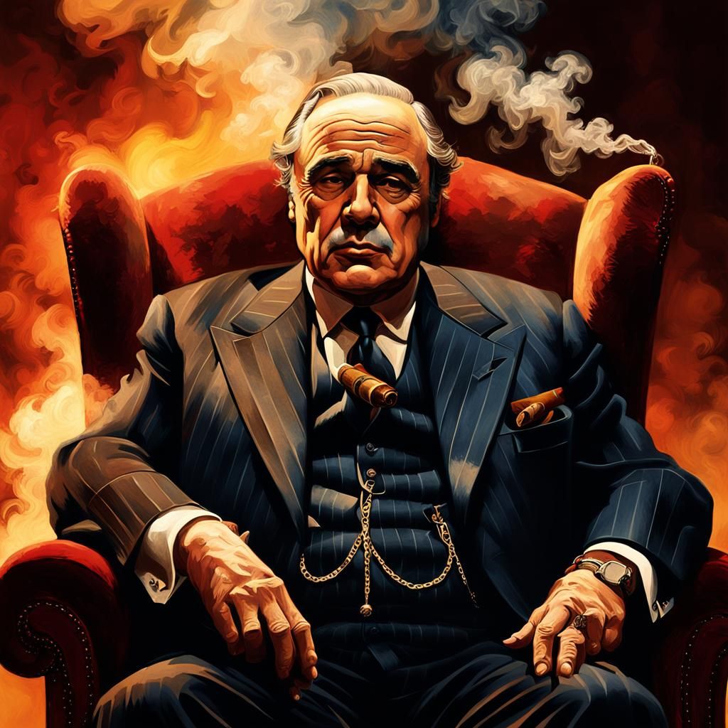 Don Vito Corleone Portrait in Old Master Style