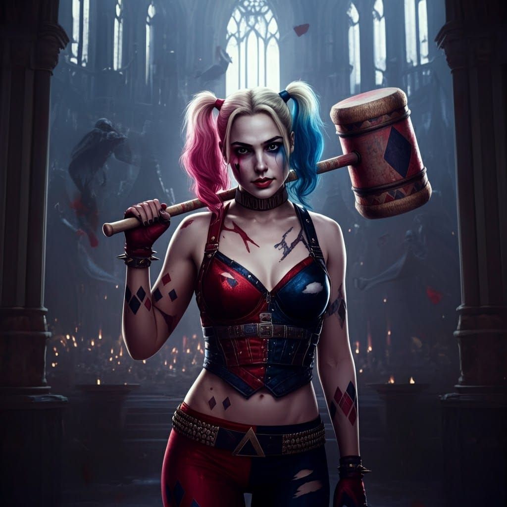Gal Gadot as Harley Quinn.