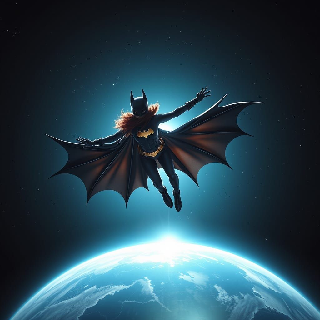 Batgirl Floating Ethereally Back to Earth in Hyperrealistic ...
