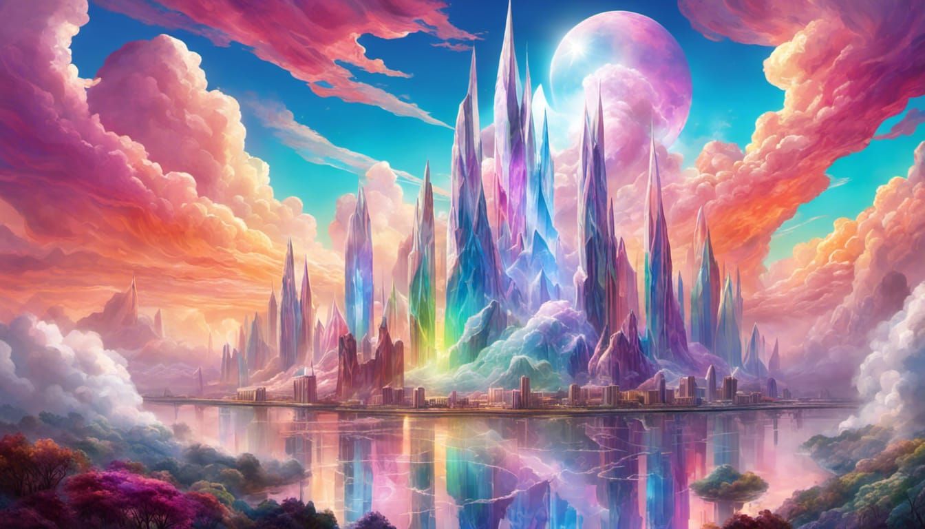 Fantastical Crystal City in the Clouds