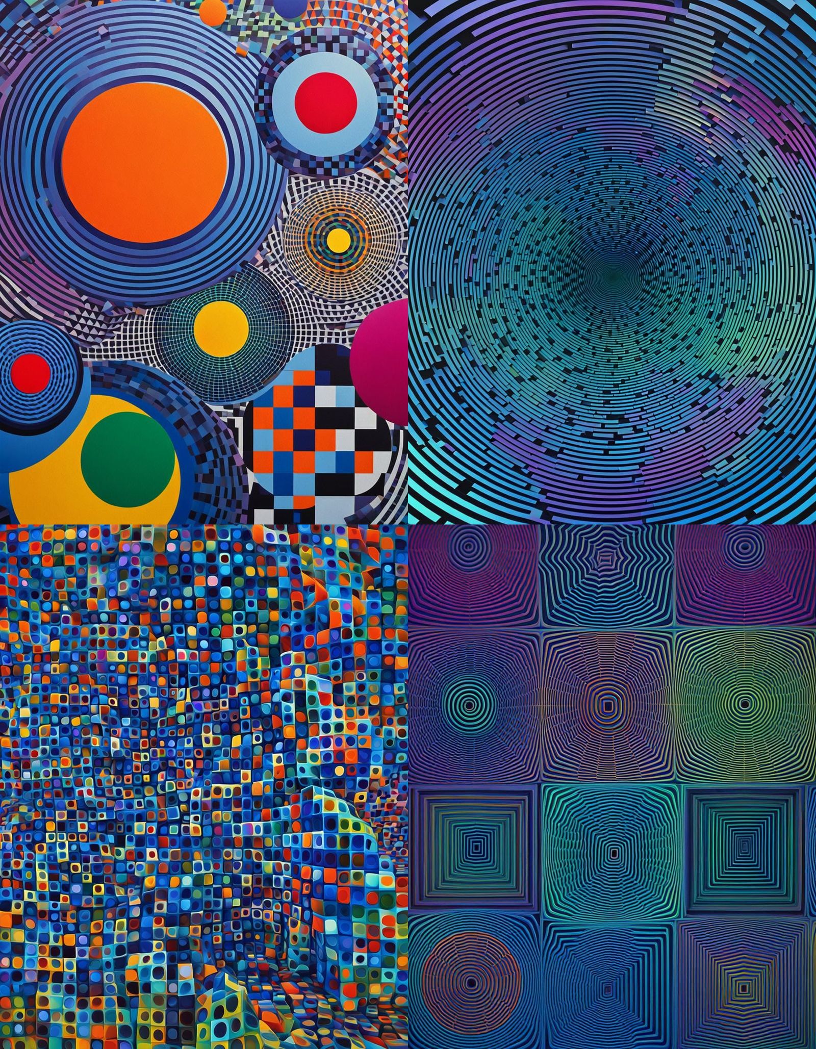 Optical Art Illusion in Warm and Cool Tones