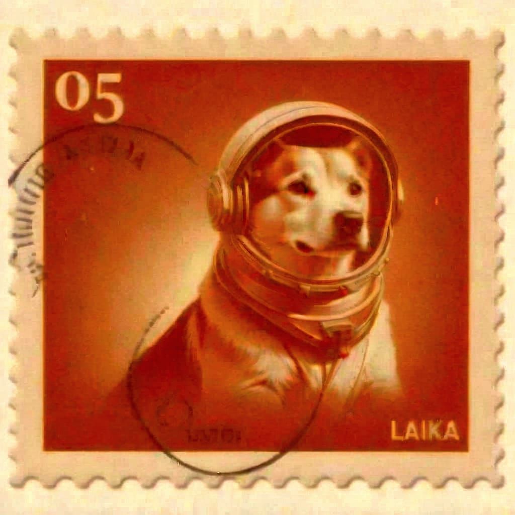 Laika the Soviet Space Dog; the first living creature to orbit the Earth in Sputnik 2 in 1957