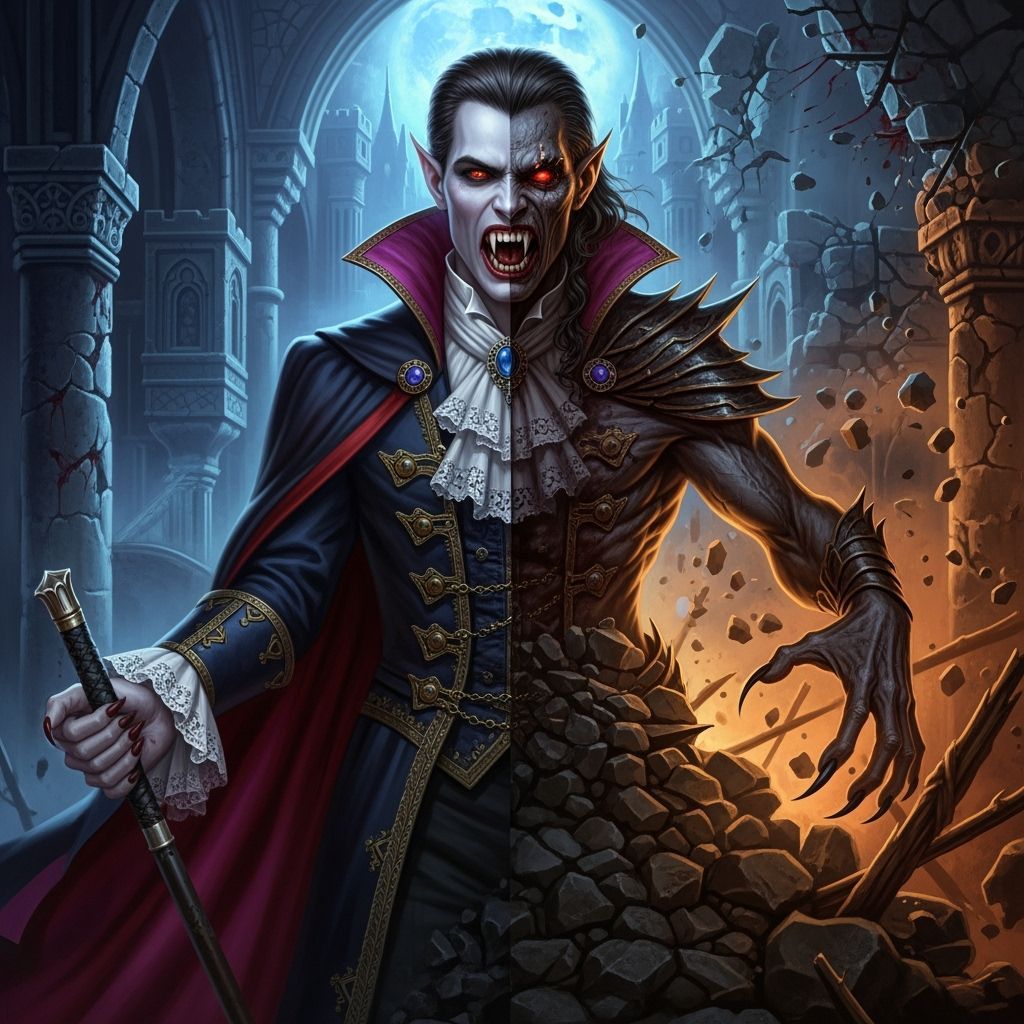 Vampire Split Portrait in Gothic Horror Style