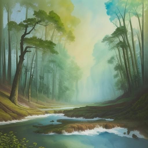 Nature Reclaims Urban Spaces: Gouache Impressionist Painting