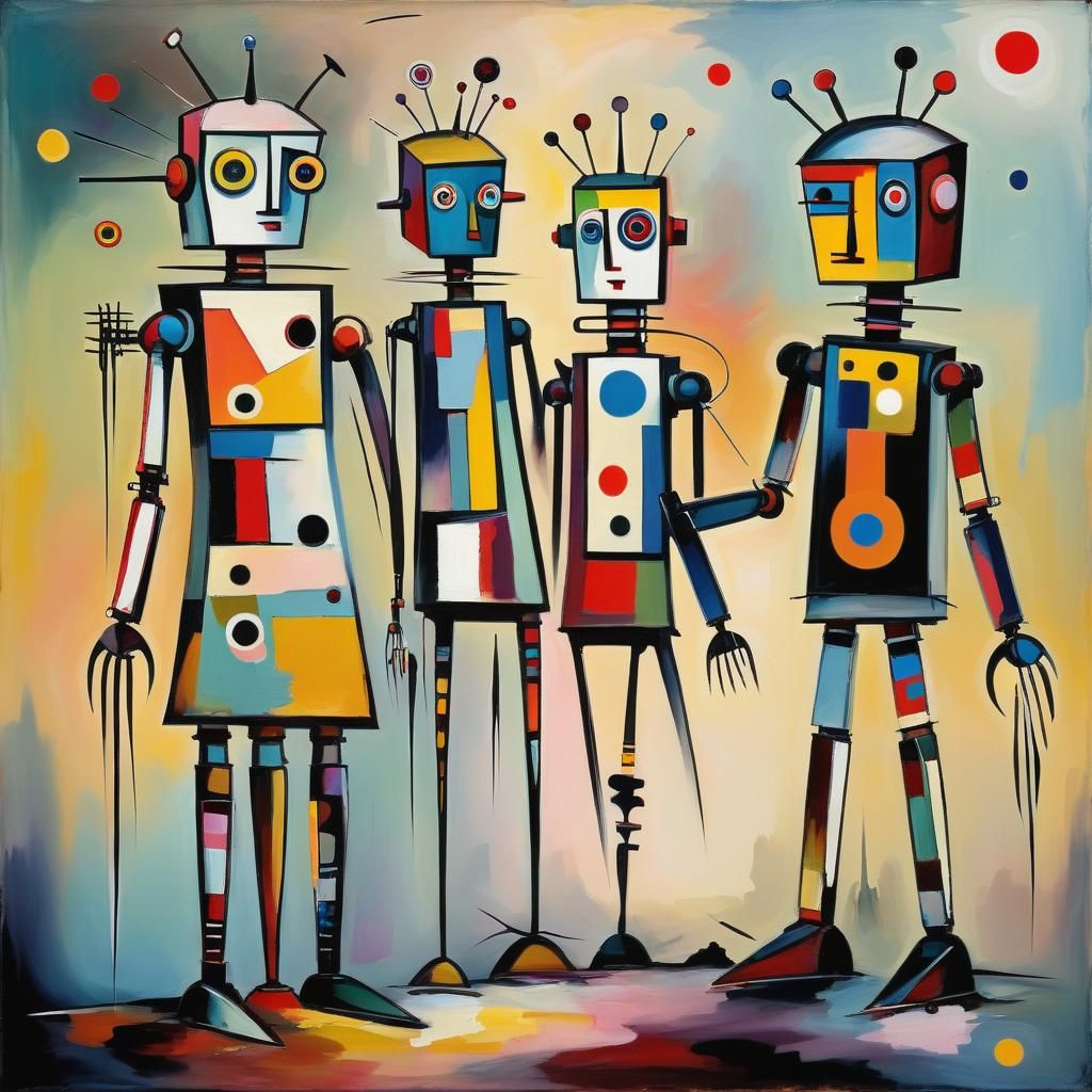 Shabby Robots as Multicolored Oil Painting