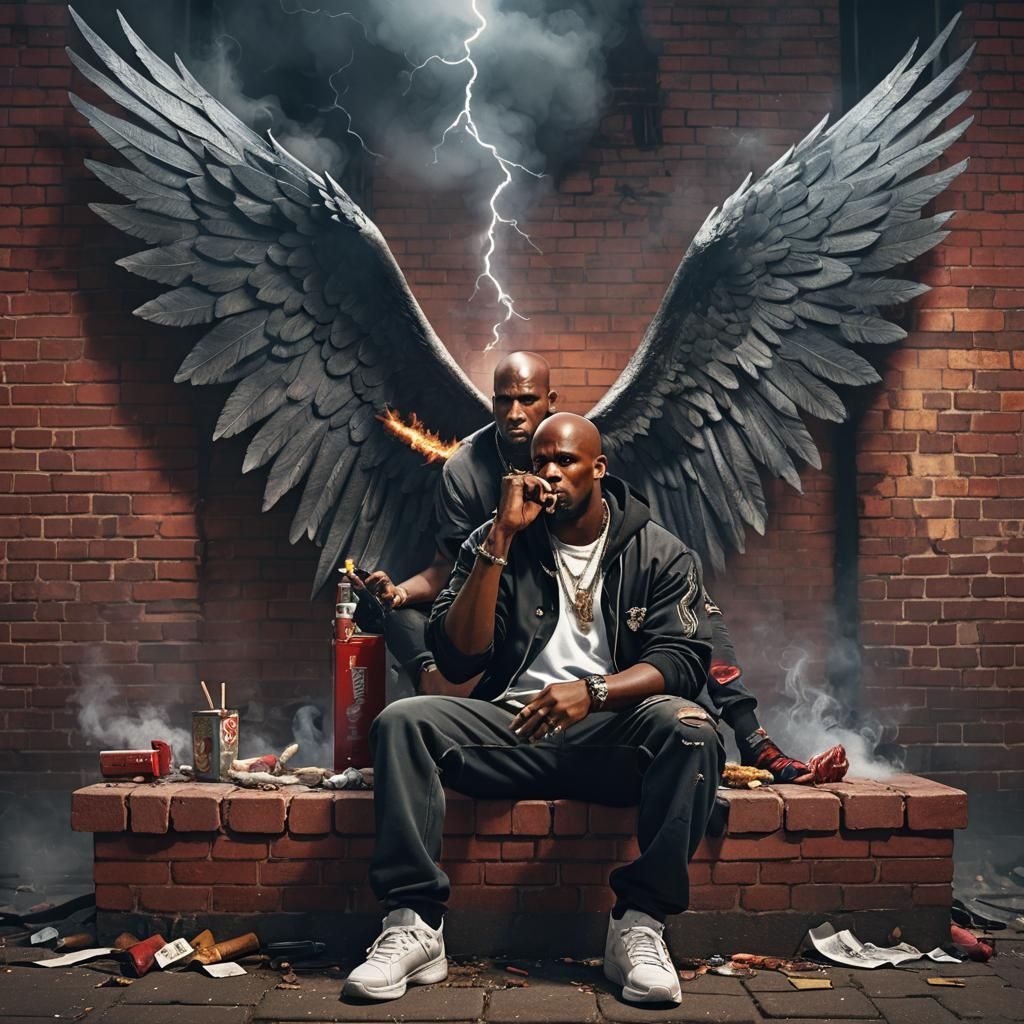 DMX with Angel Wings and Pit Bull