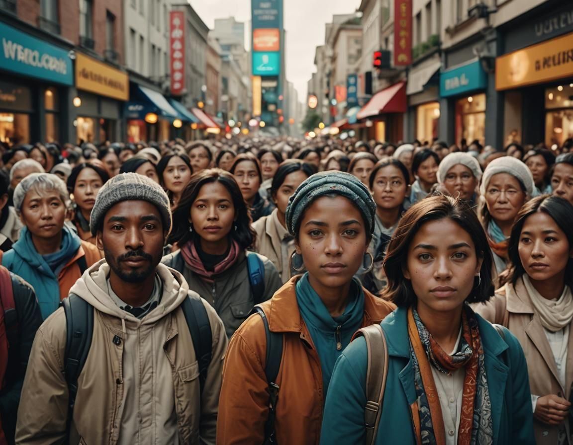 Vibrant City Crowd in Photorealistic 8k Detail