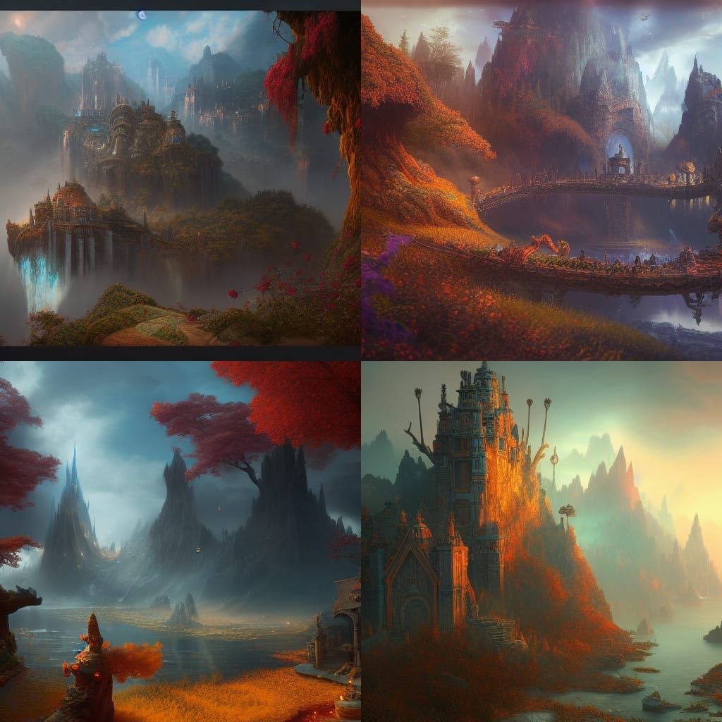 Fantastical Storybook Scene in Detailed Matte Painting