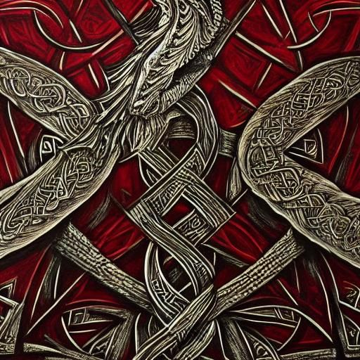 Celtic Dragon Wrapped Around Celtic Cross Charcoal Art