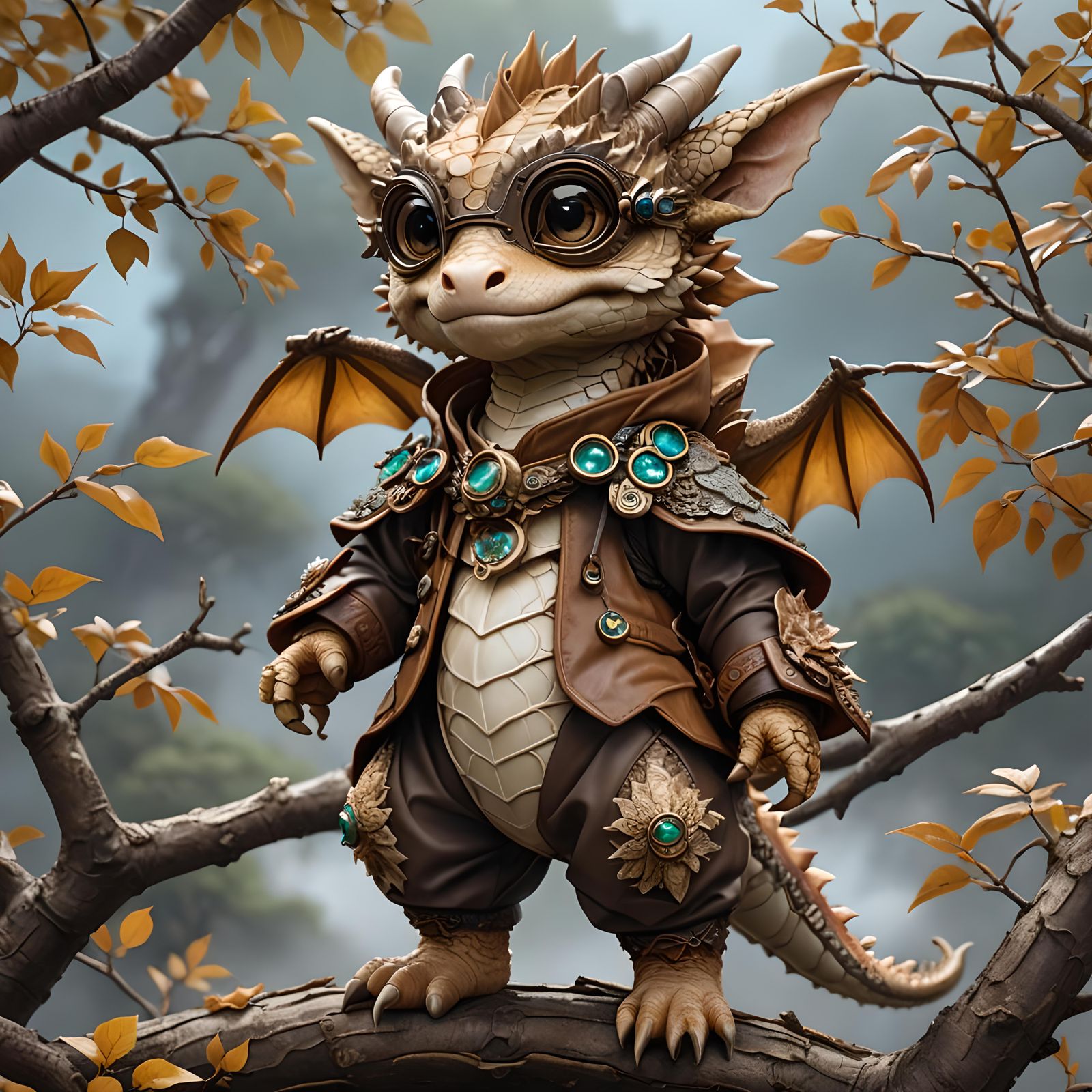 Chibi Dragon in Flight Gear: Digital Art