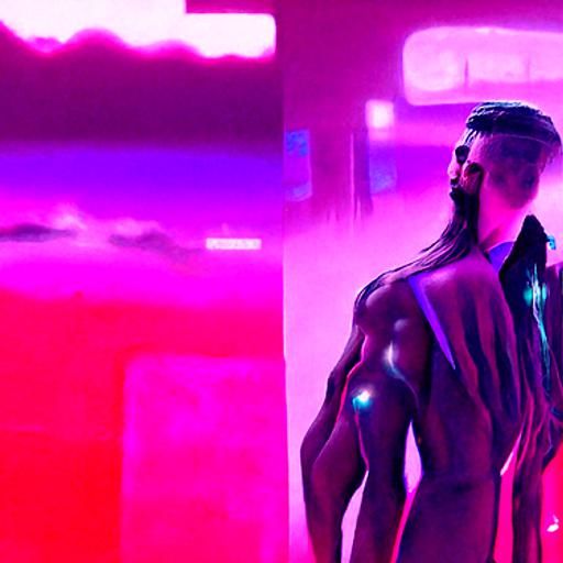 Divine Masculine in Cyberpunk 2099 Neon Style