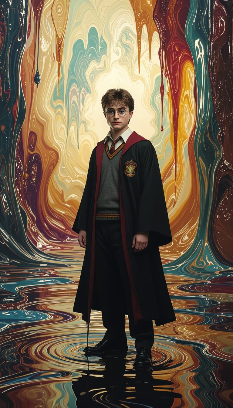 Harry Potter as Elf in Surrealist Melting Oil Painting