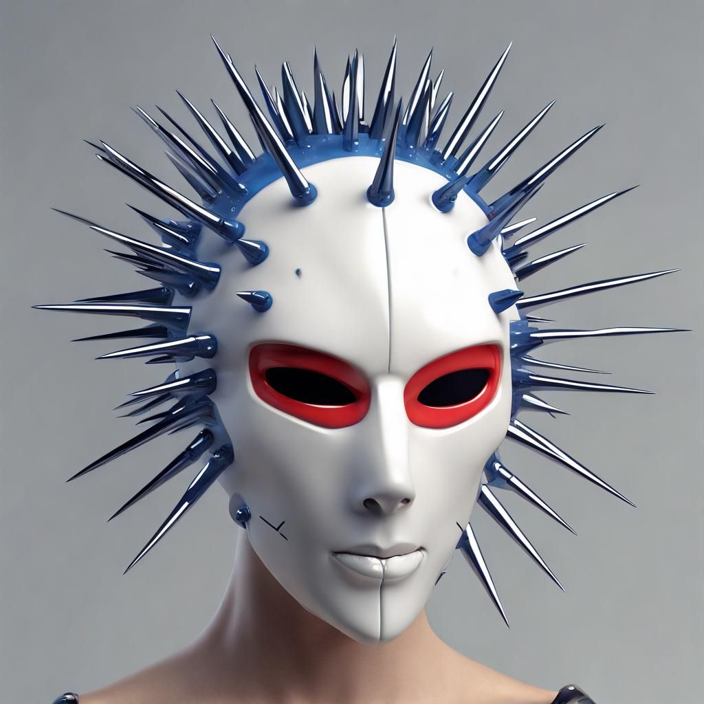 Glitchcore Plastic Pinhead Mask in 3D Render