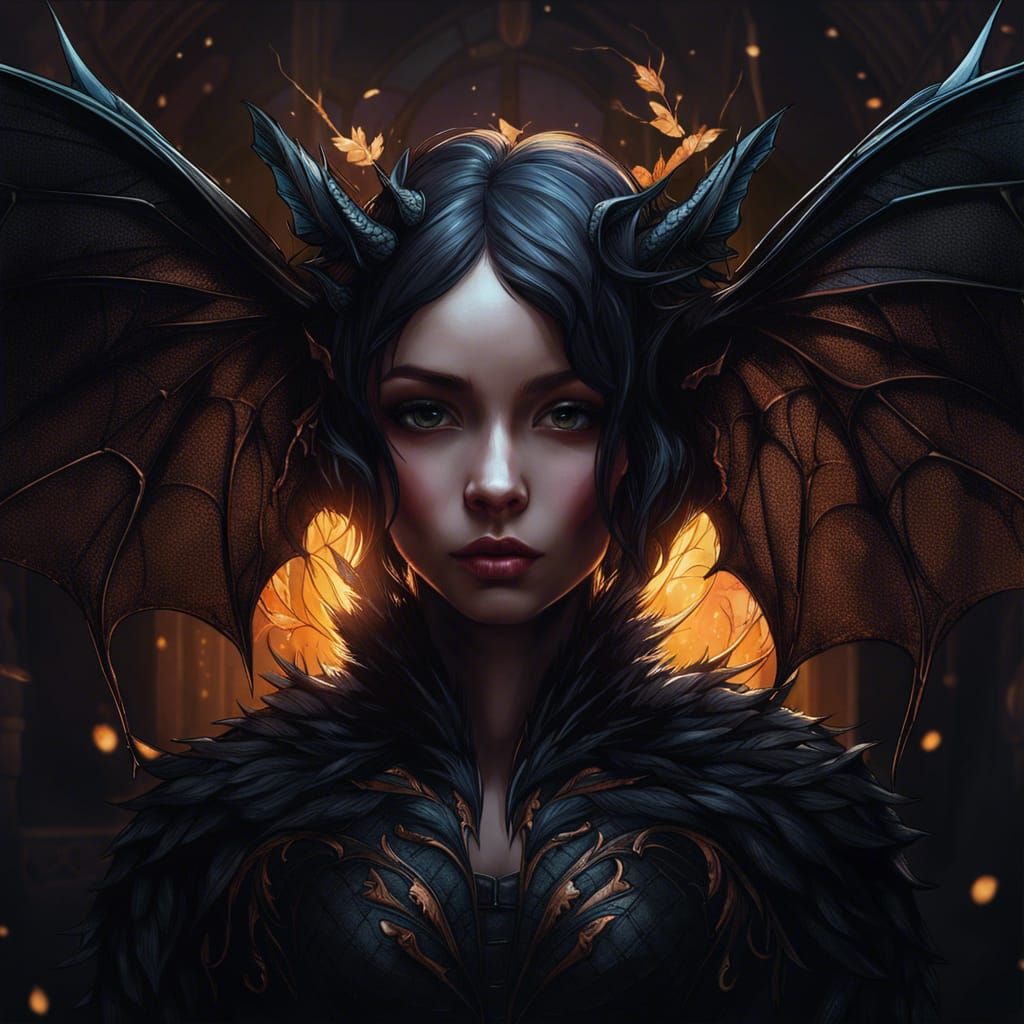 Glamorous Black Bat in Dark Academia Style