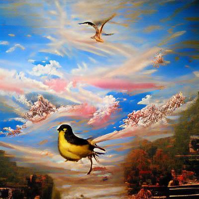 Oil Painting of a Bird on Canvas