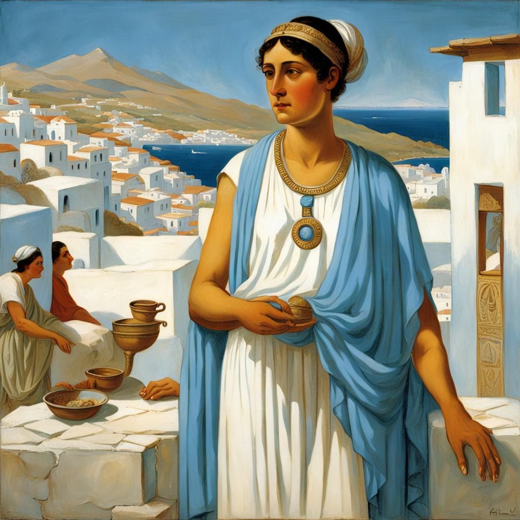 Servant of Rhea in Sky-Blue Peplos on Mikonos