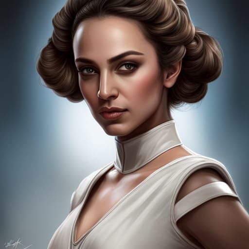 Padmé Amidala Portrait on Mars, Hyperdetailed Digital Art