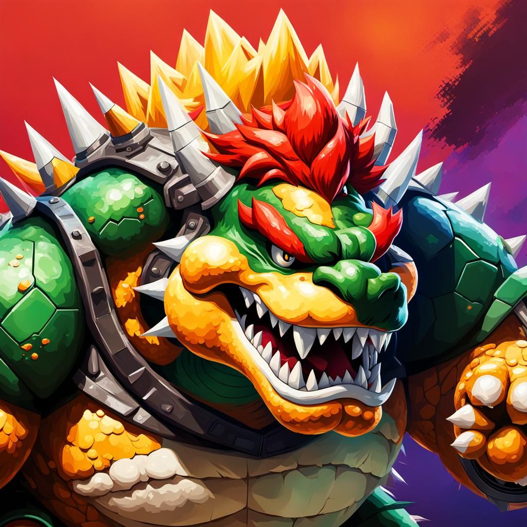 Hyperrealistic Pixelated Bowser Concept Art