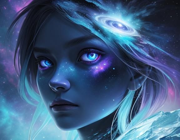 Nebula Humanoid in Hyperrealistic Splash Art