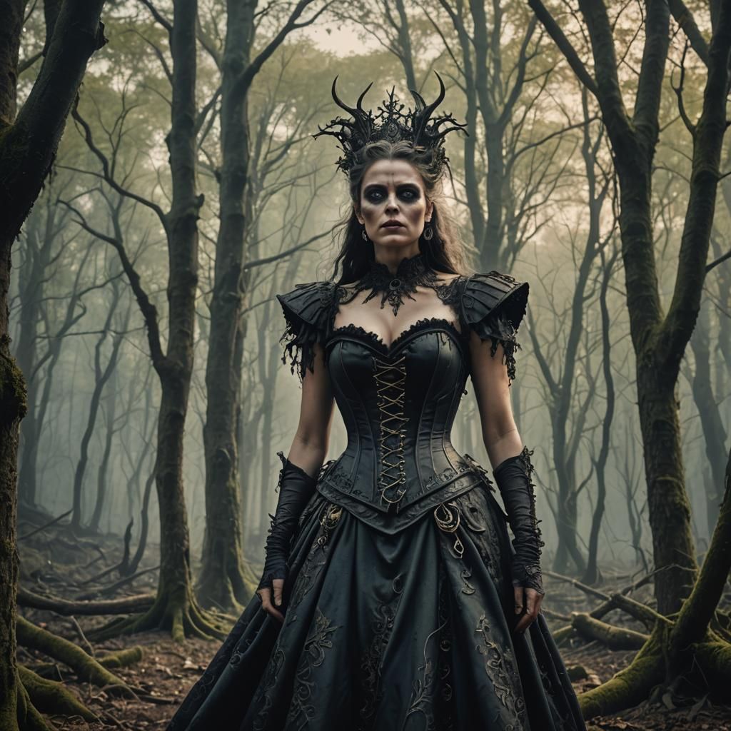 Evil Witch in Corset: Dramatic Digital Matte Painting
