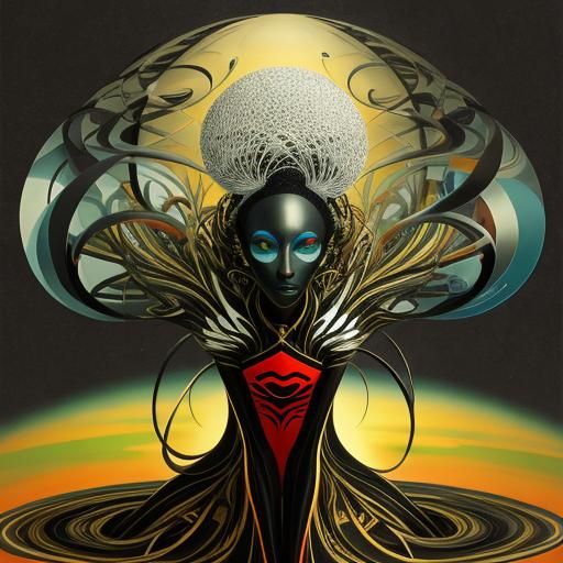 Julian Marx style Black woman surrealism in an abstract world