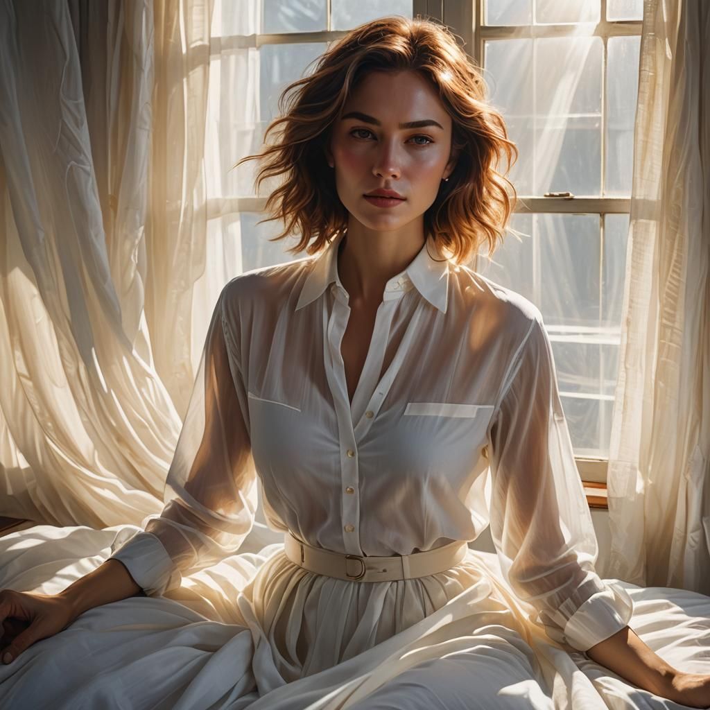 Woman in Sunlight: Neo-Impressionistic Portrait