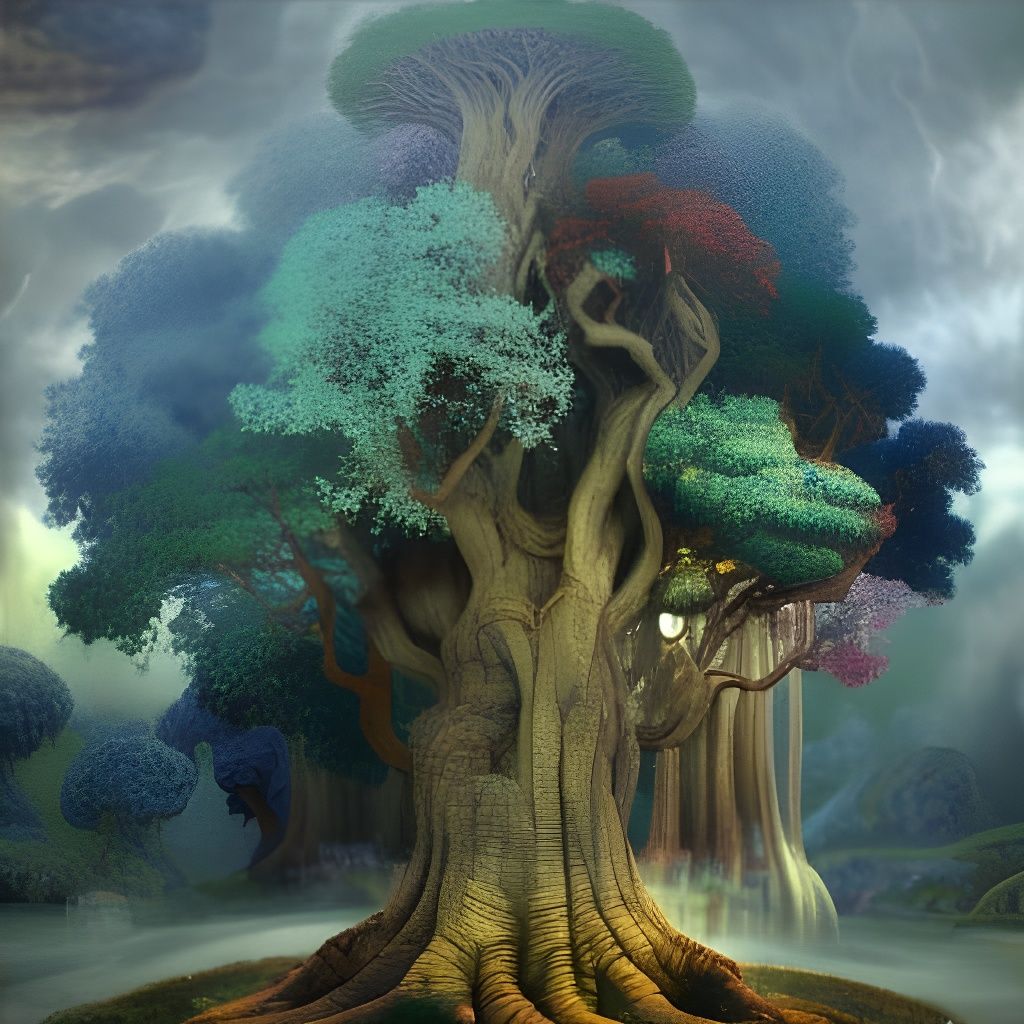 Yggdrasil: Norse World Tree in Ethereal Painting