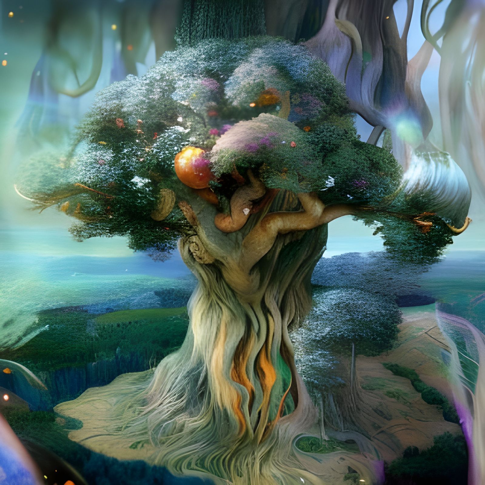 Yggdrasil: Norse World Tree in Ethereal Fantasy Art