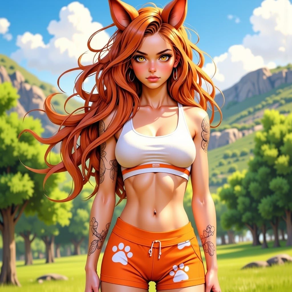 Energetic Fitness Trainer in Sun-Drenched Park