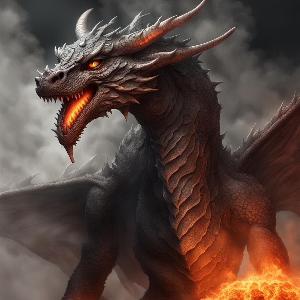 A sorcerer transformed into a big dragon