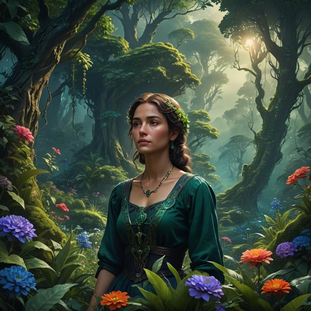 Mystical Forest Woman: Fantasy Concept Art