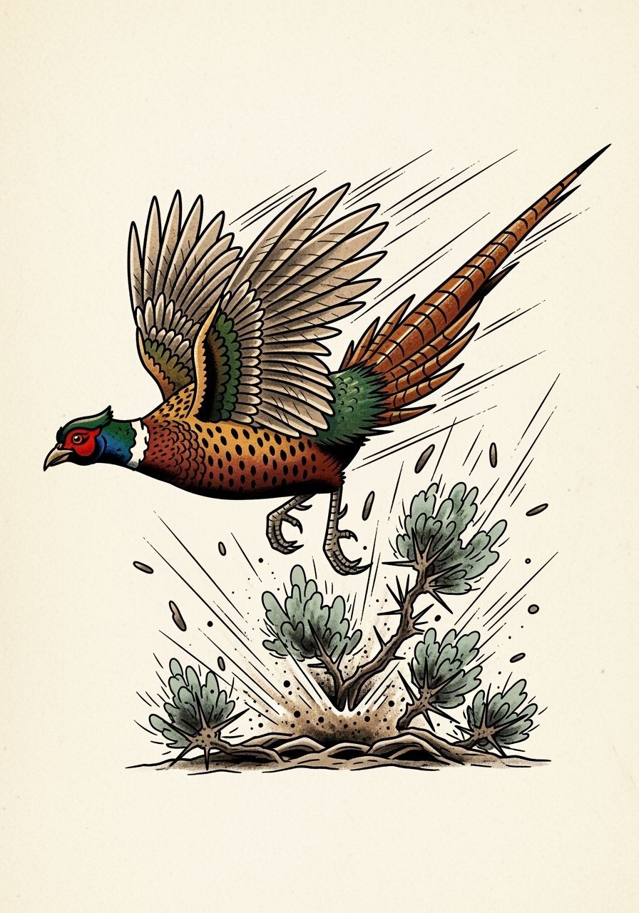 Pheasant Tattoo Design in Neo-Traditional Style
