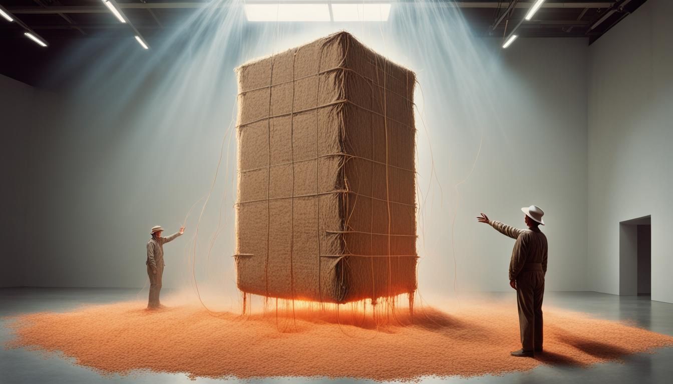 Futuristic Hay Bale Monolith in Dystopian Style