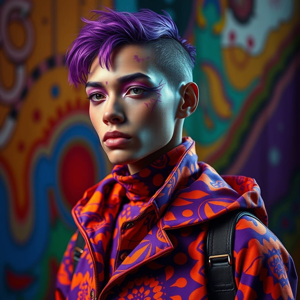 Ethereal Warrior in Vibrant Hues