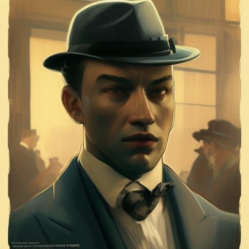 1920s Gangster Portrait in Film Noir Style