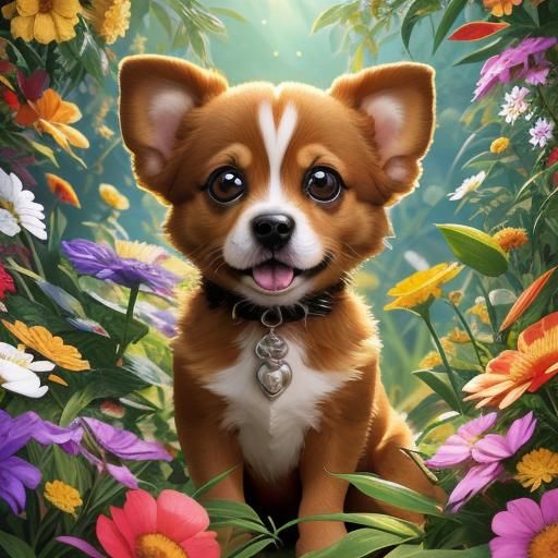 Adorable Puppy Portrait in Candy Art Style