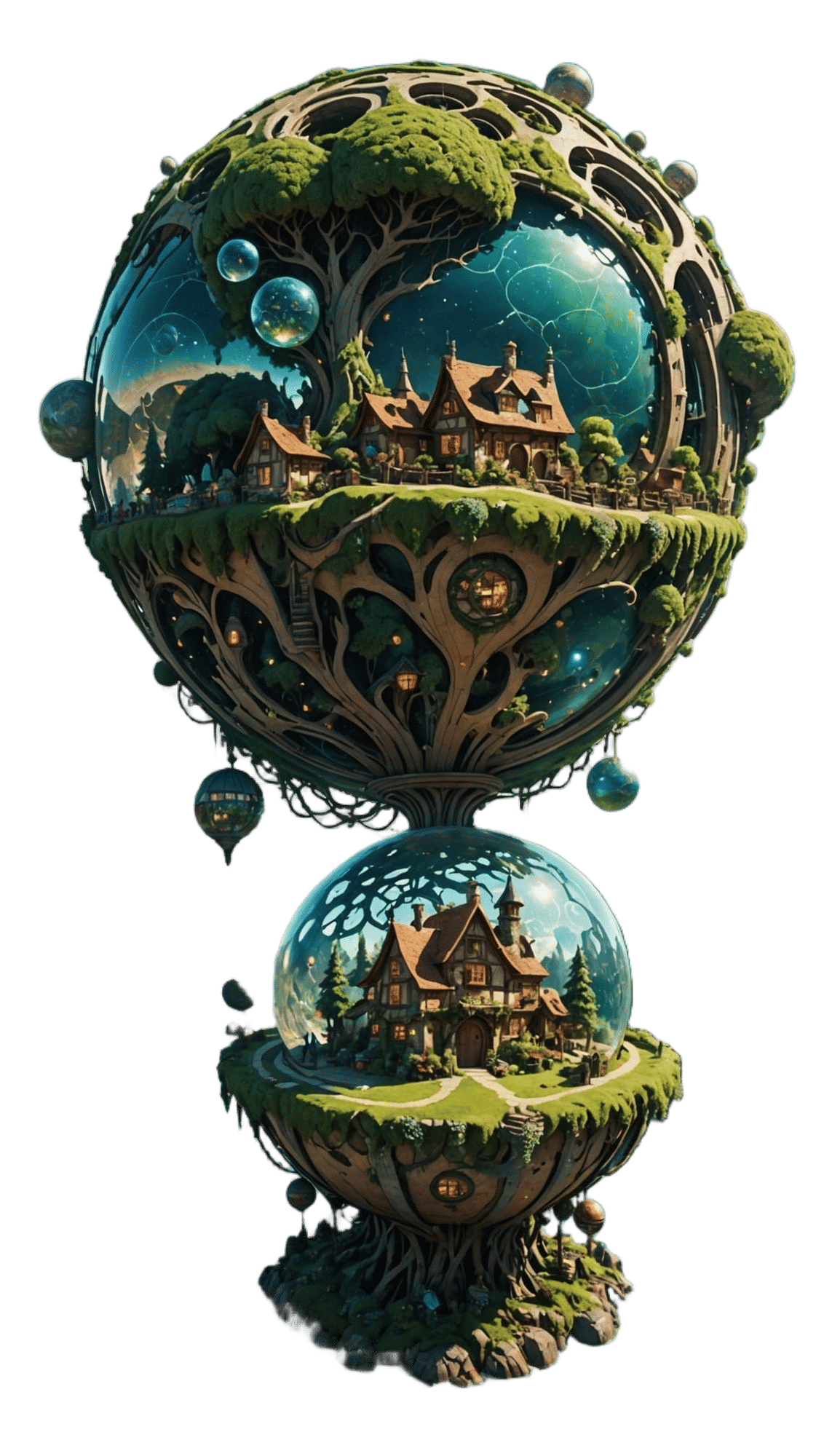 Dreamlike Floating World in Warm, Orange Hues