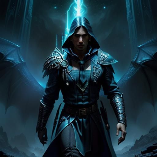 Drow Adventurers in a Neon Underground City