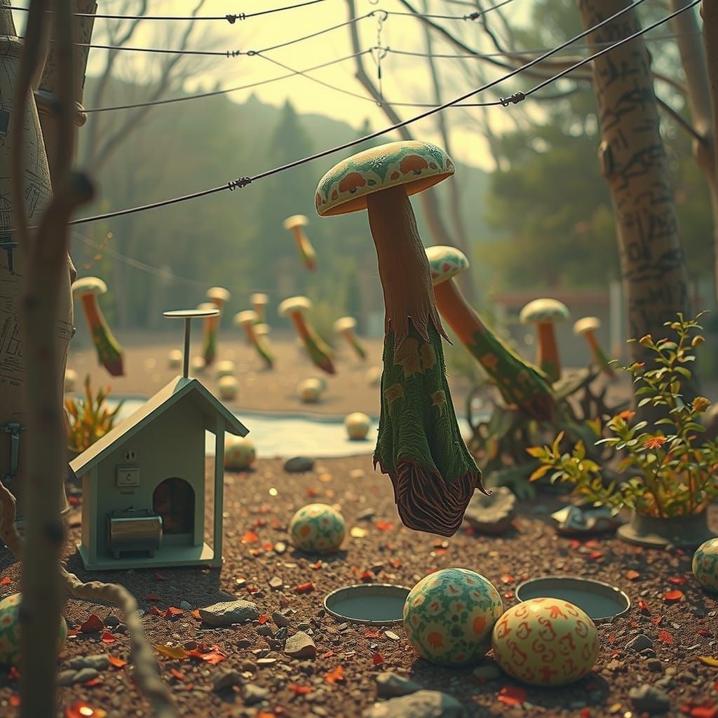 Hyperreal Mushroom Sculptures in Modernist Abstraction