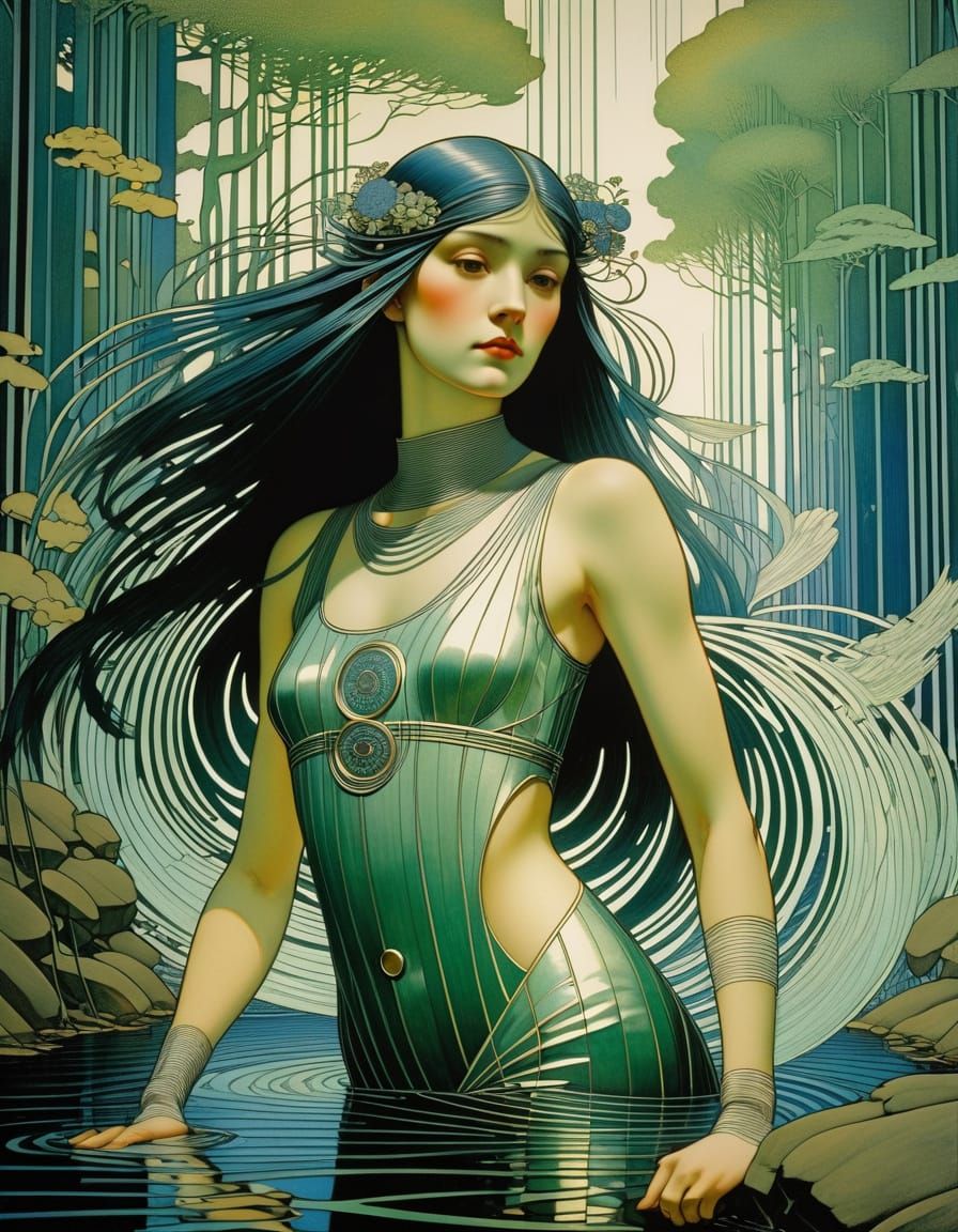 Art Nouveau Style Interiors with Geometric Accents